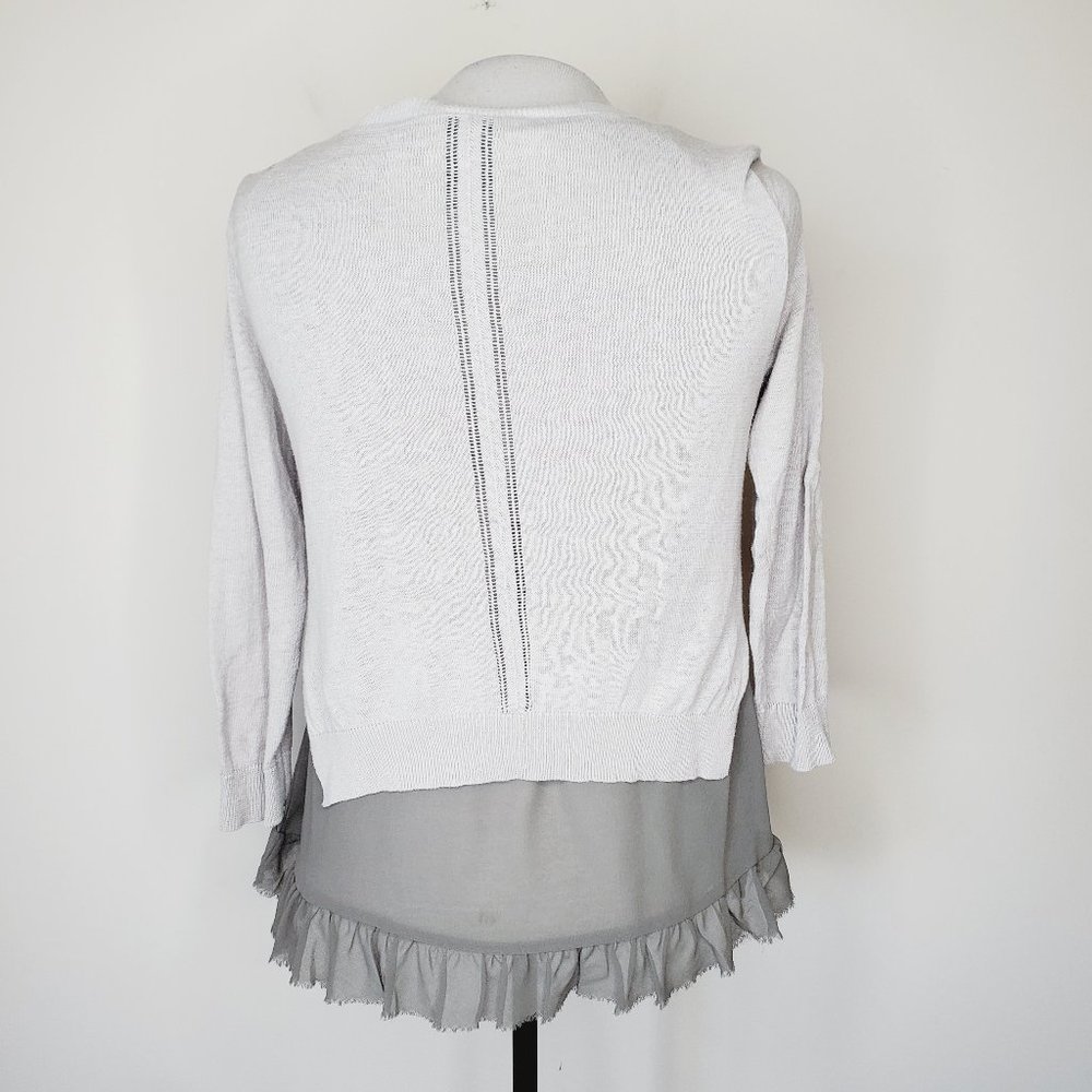 ANTHRO YELLOW BIRD Layered Ruffle Linen Sweater - Picture 3 of 9